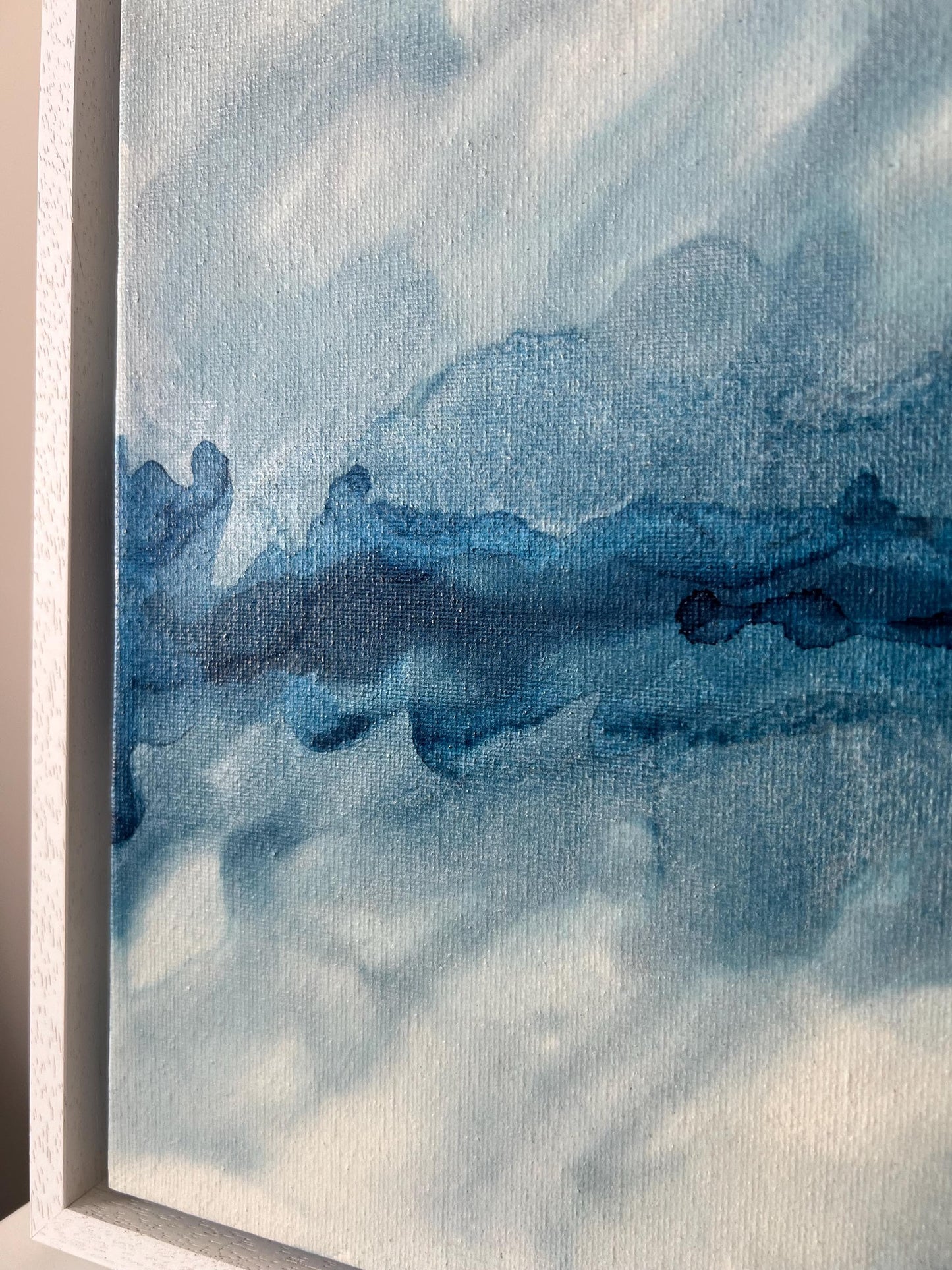 Celestial Calm: Midnight Blues and Radiant Silver Ink 10x8 inch Canvas
