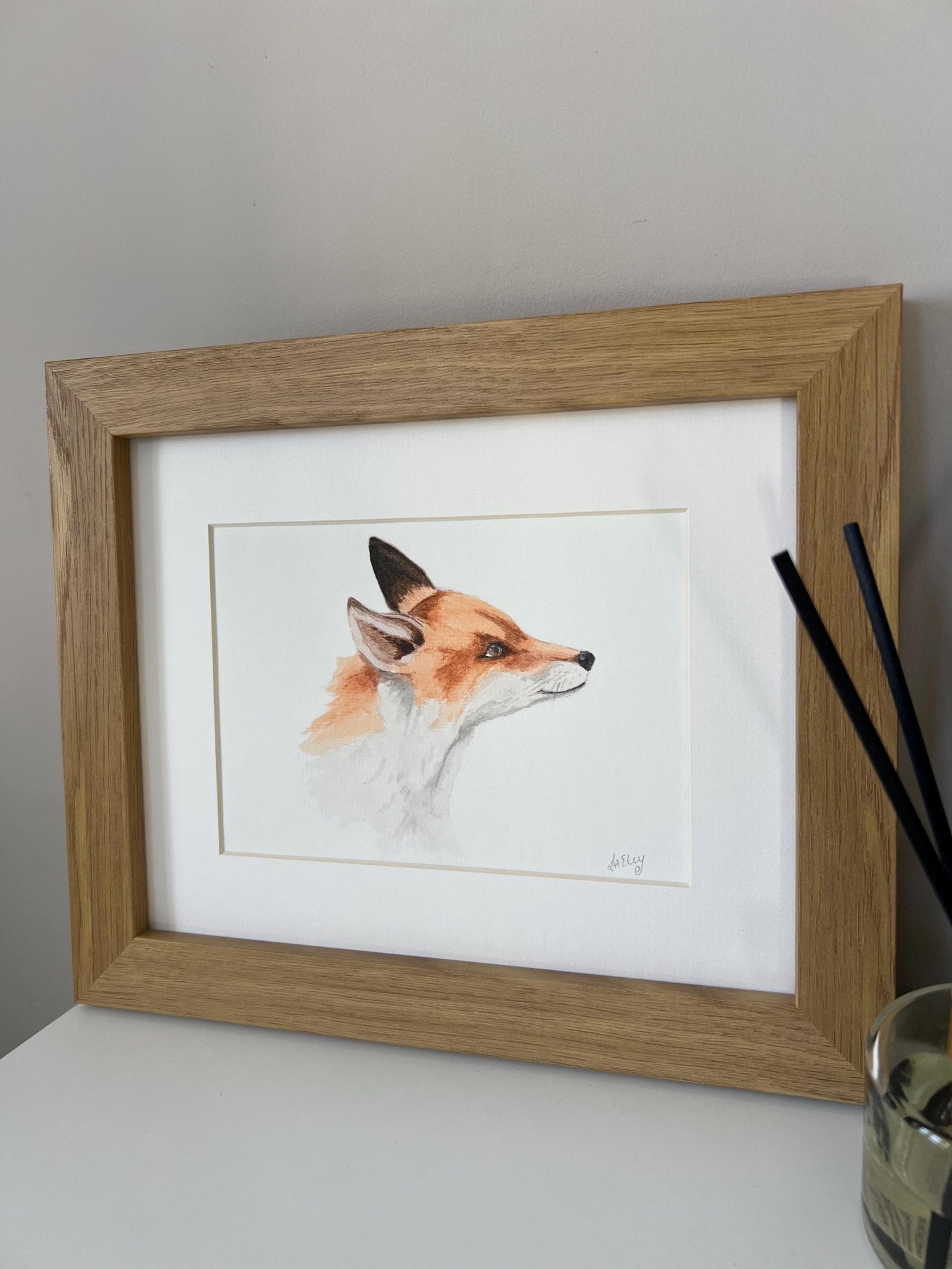 Inquisitive Gaze of a Young Fox in Watercolour