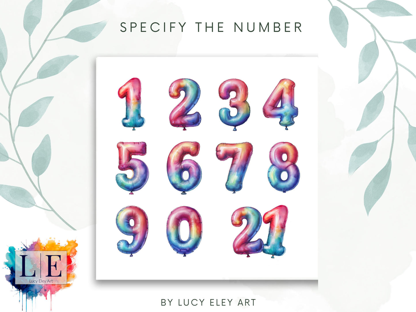 Celebrate in Style: Custom Birthday Card with Numbered Watercolour Balloons