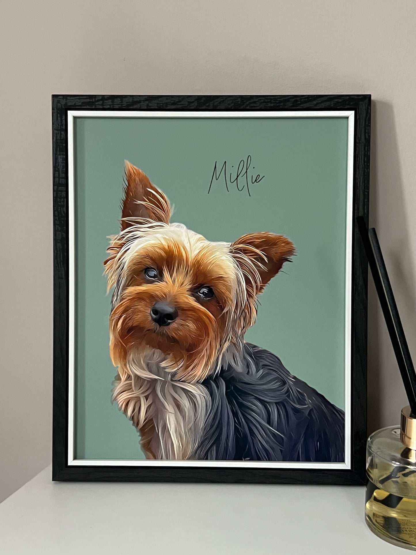 Hand-Created Modern Pet Portrait -Sleek & Contemporary.