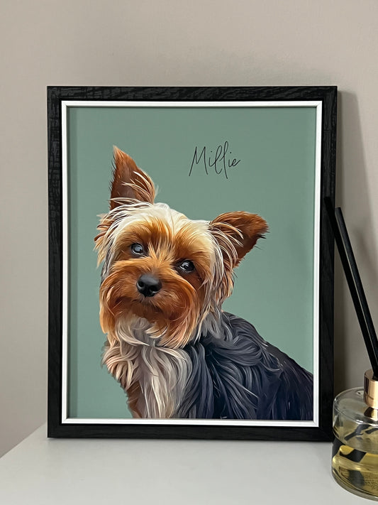 Hand-Created Modern Pet Portrait -Sleek & Contemporary.