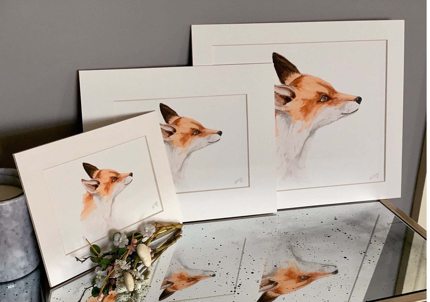Inquisitive Gaze of a Young Fox in Watercolour