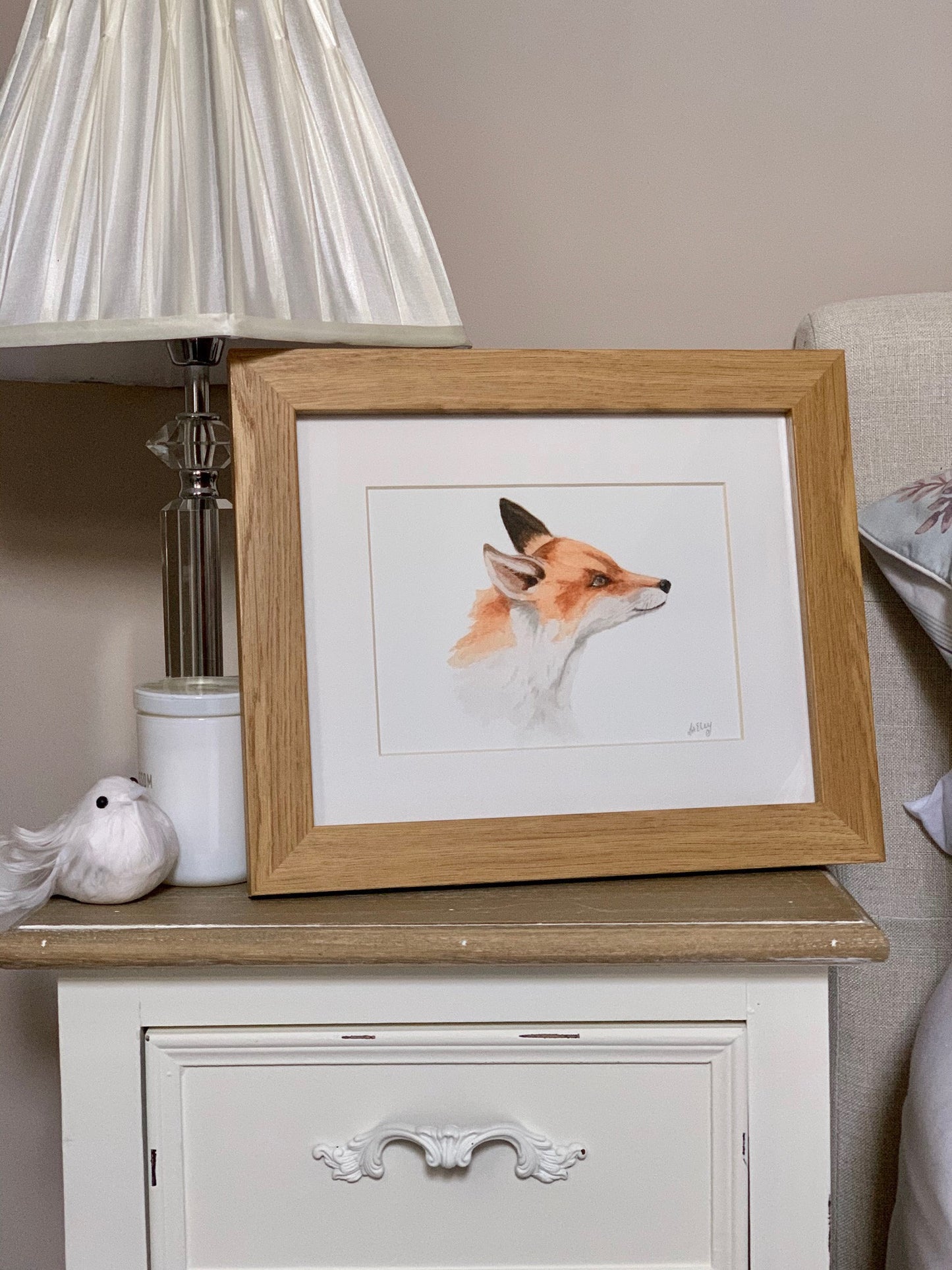 Inquisitive Gaze of a Young Fox in Watercolour