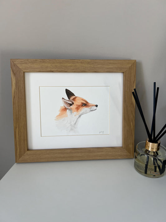Inquisitive Gaze of a Young Fox in Watercolour