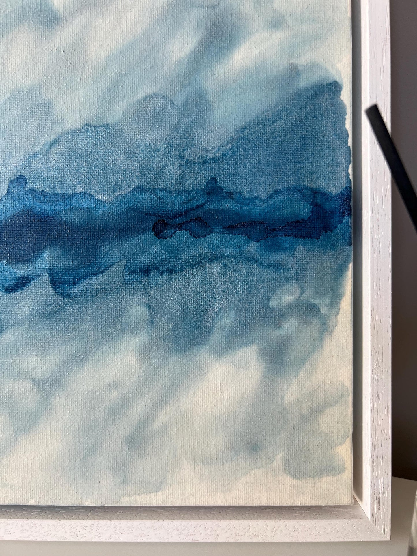 Celestial Calm: Midnight Blues and Radiant Silver Ink 10x8 inch Canvas