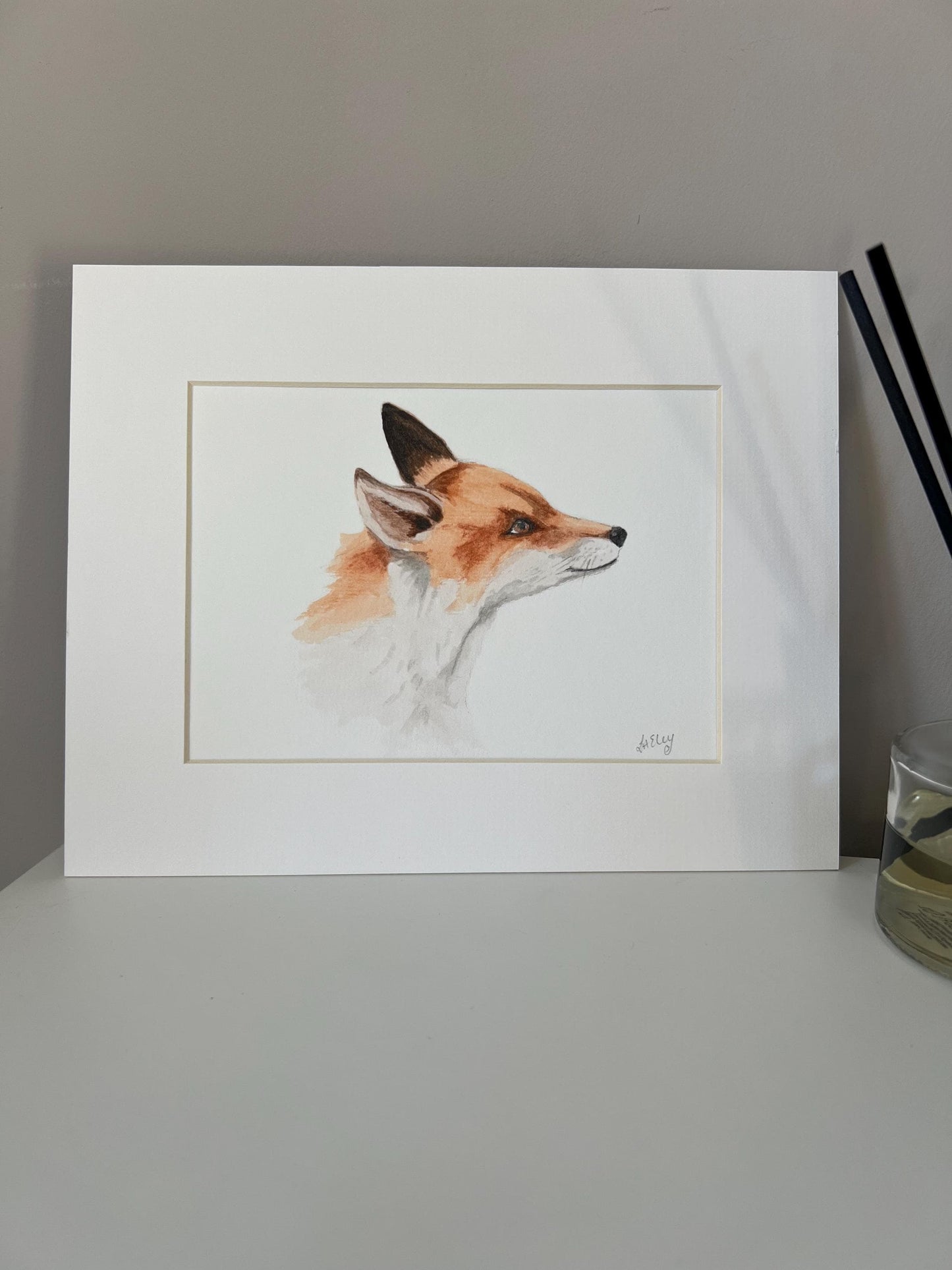 Inquisitive Gaze of a Young Fox in Watercolour