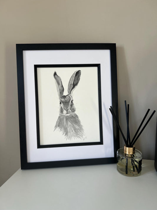 Silver Whispers: A Watchful Hare’s Gaze in Watercolour